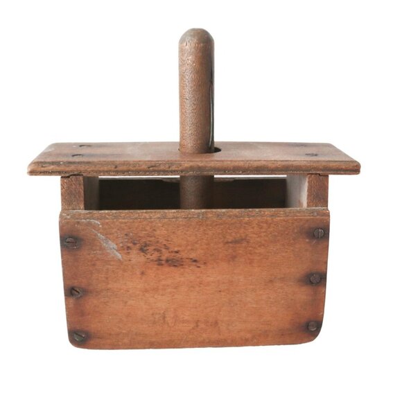Antique Wood Butter Press Mold Farmhouse Kitchen Rustic Primitive Kitchen Decor - Picture 5 of 8